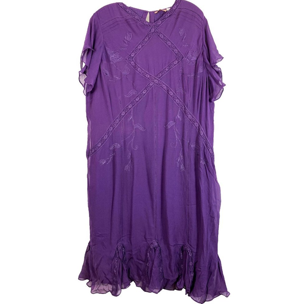 1X NWT Rosa Antiqua Nataya Flapper Orchid Purple Dress Chiffon
